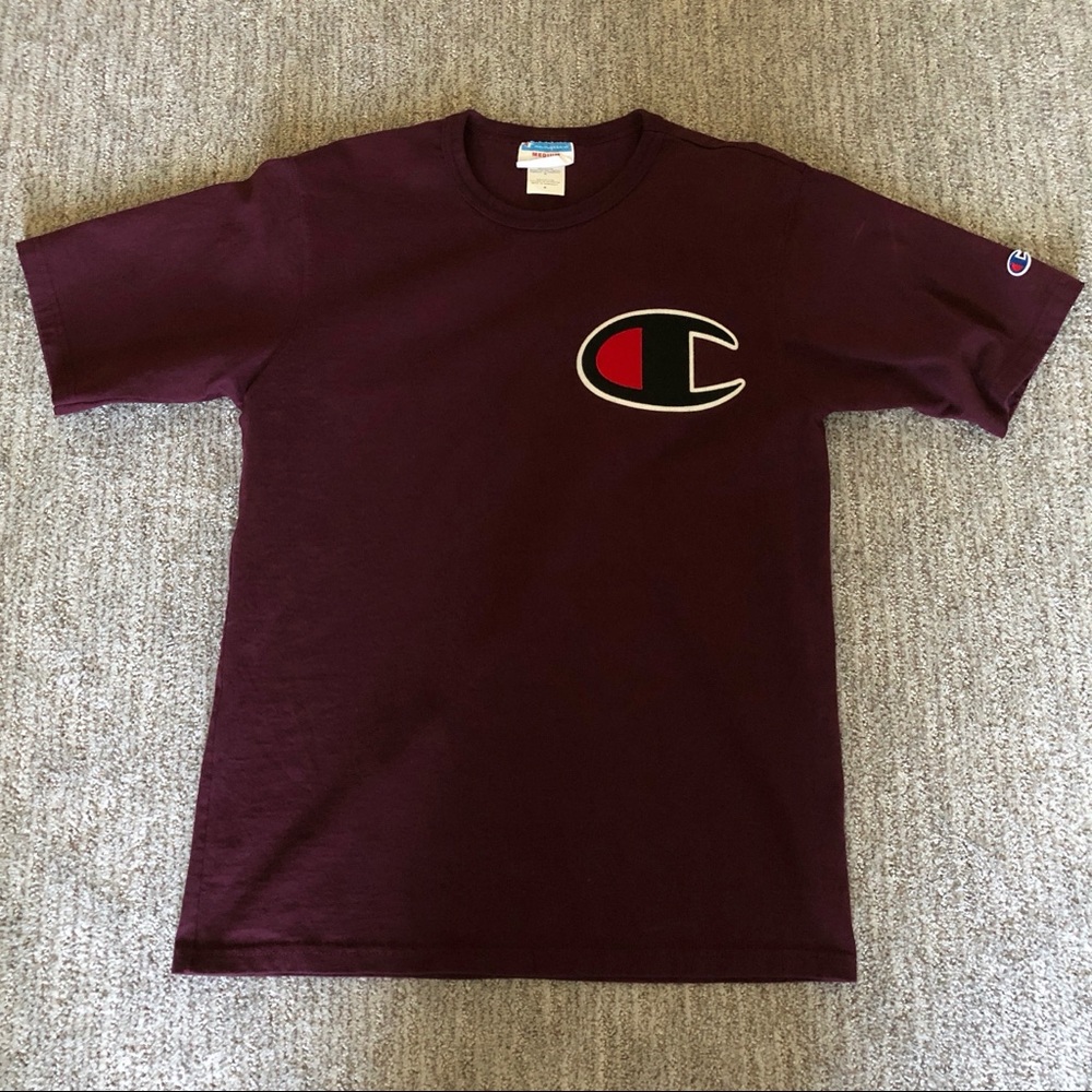 Champion Mens T-Shirt Maroon Size M